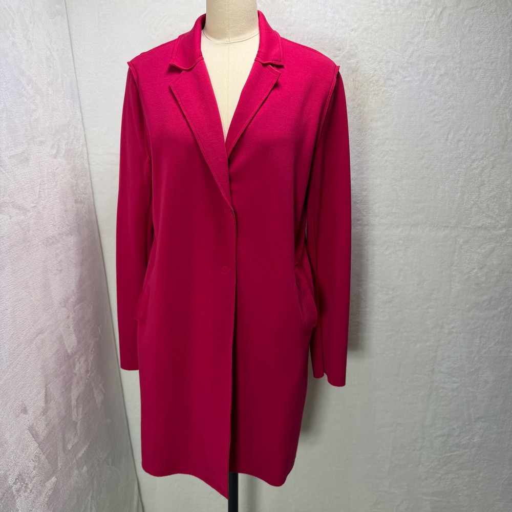 Carolina Belle Montreal Womens Fuchsia Pink Longline Open Front Jacket Duster